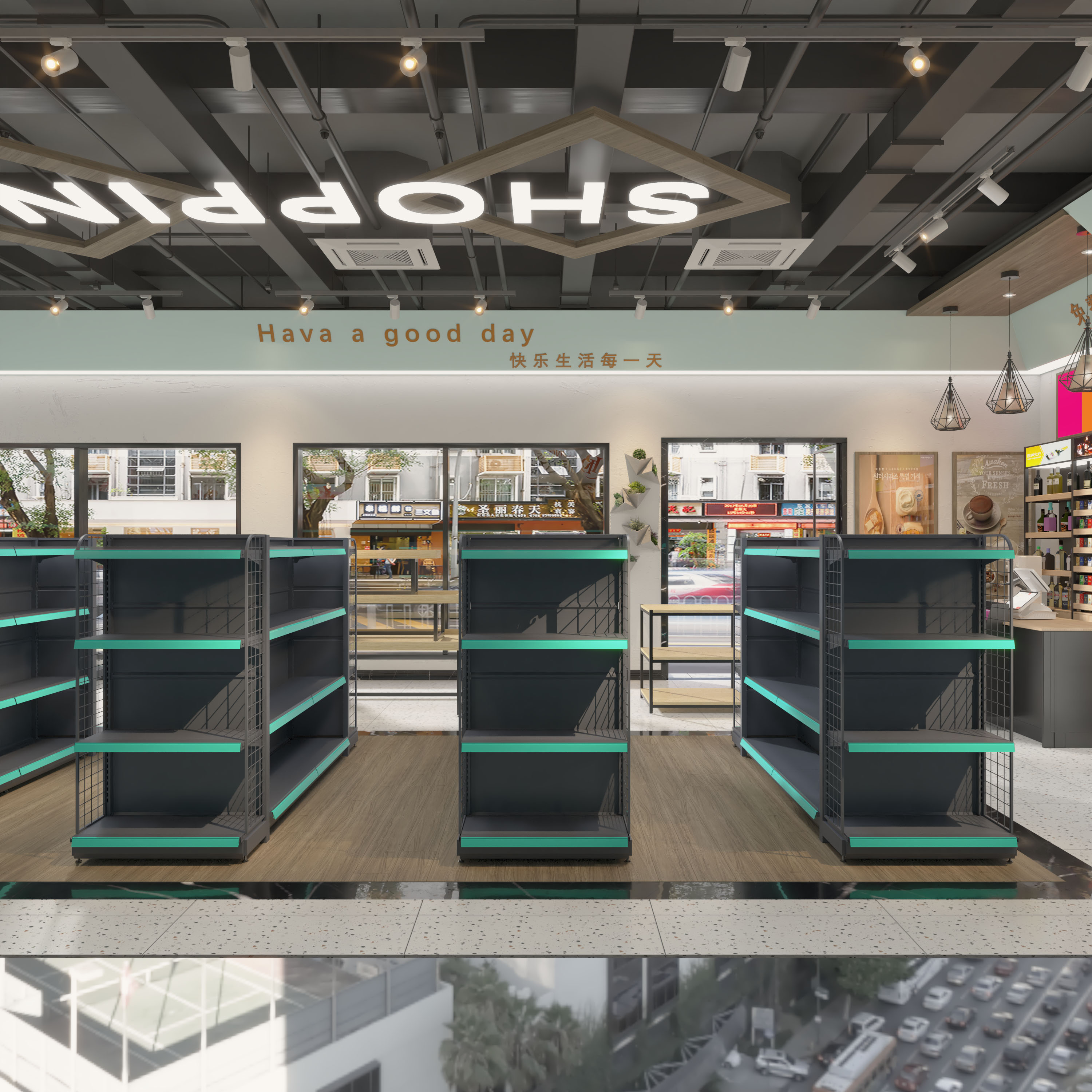 Light Duty White Metal Combination Shelves for Supermarket Grocery Stores-Display & Storage