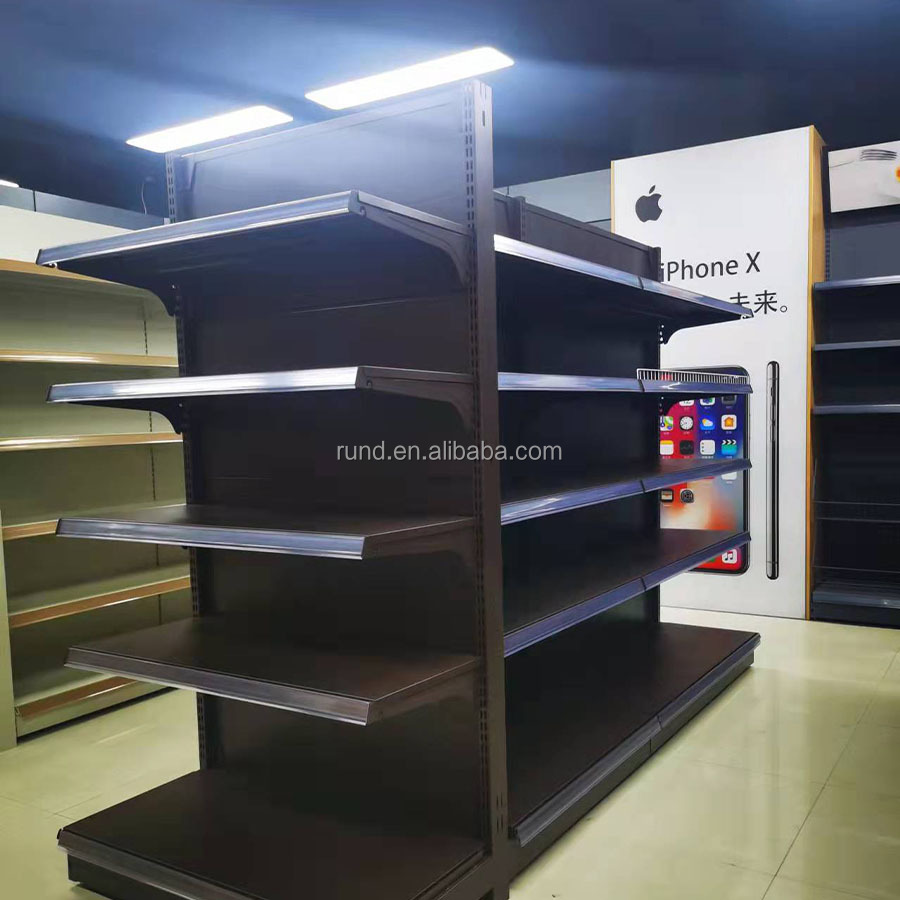 Heavy Duty Double-Sided Grocery Store Retail Display Stand Supermarket Gondola Shelving Rack Made of Steel and Metal