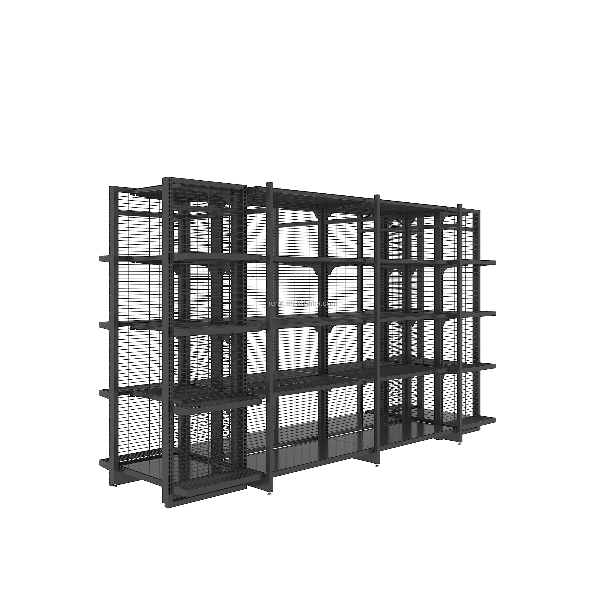 Double-Sided Metallic Light Duty Grocery Shelves for Small Supermarket Display Rack