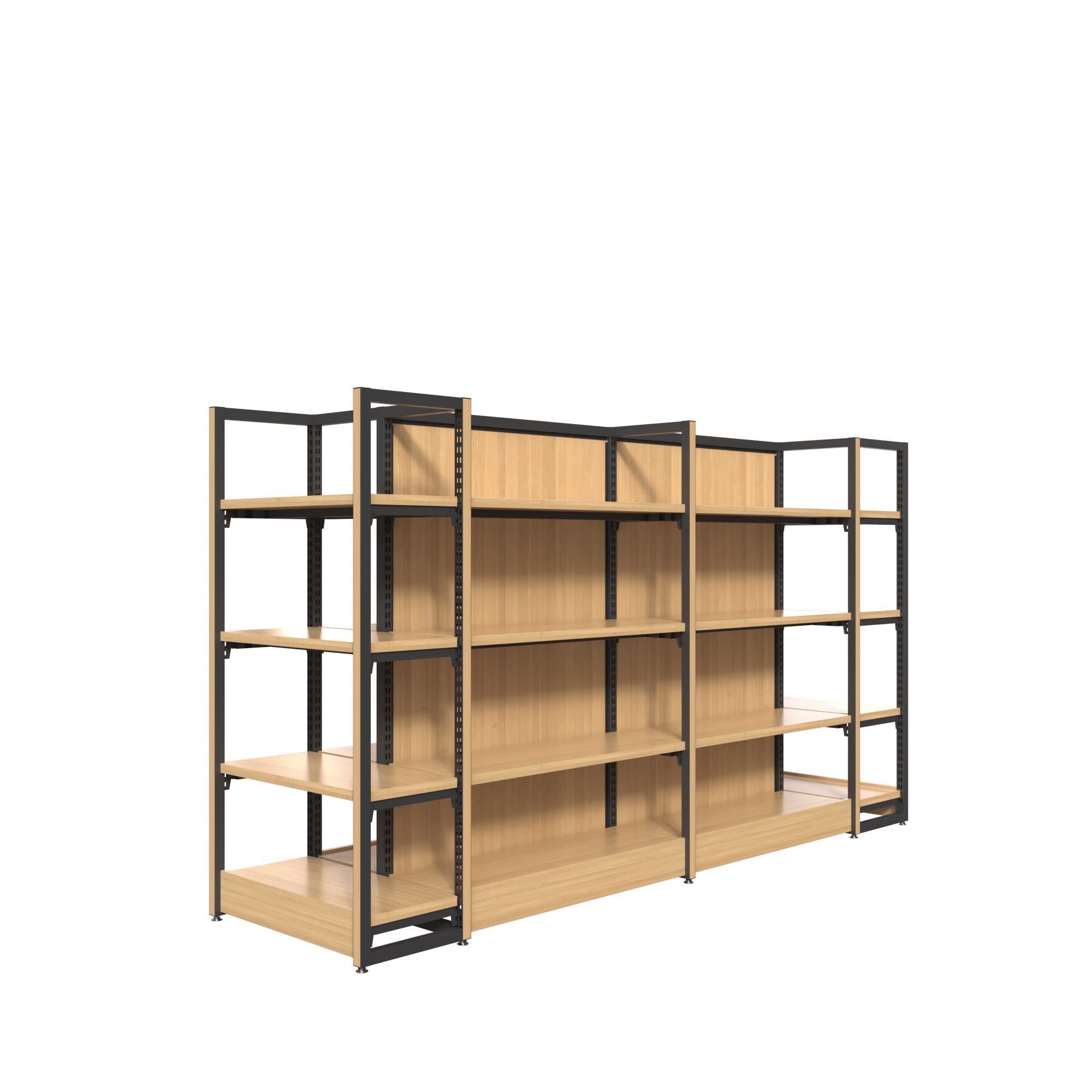 Supermarket Rack Double-Sided Steel and Wood Shelves for Wine Tobacco Display in Hotels and Restaurants