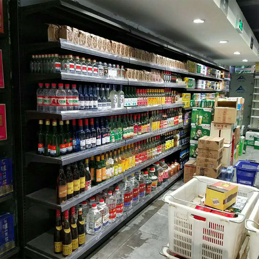 Heavy Duty Double-Sided Grocery Store Retail Display Stand Supermarket Gondola Shelving Rack Made of Steel and Metal
