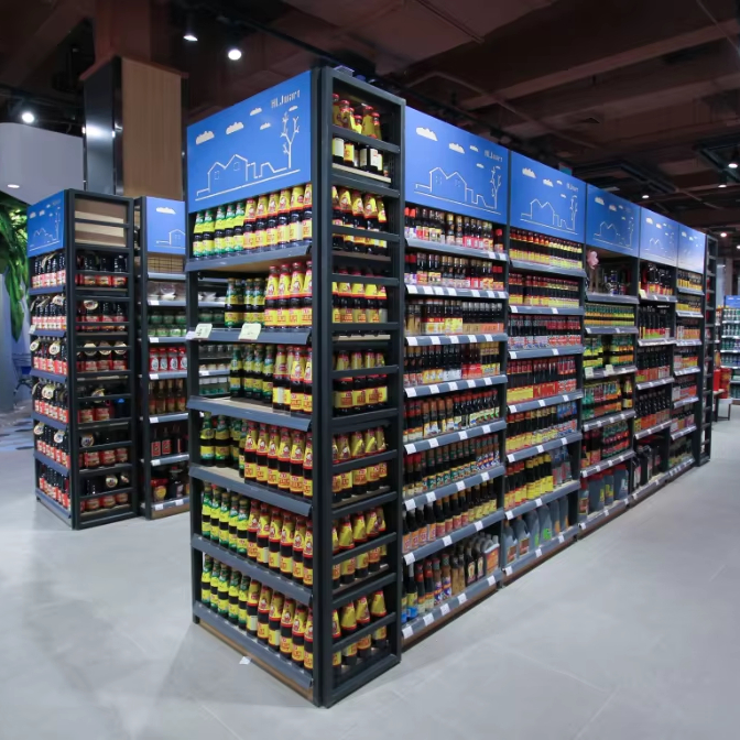 Beautiful Durable Customized Gondola Shelf Wood Supermarket Shelving for Pharmacy Equipment Display & Storage Rack
