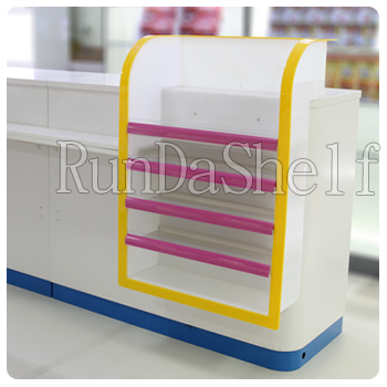 Wholesale RD Single-Sided Supermarket Rack Checkout Counter Multicoloured Metallic Cashier for Groceries and Supermarkets