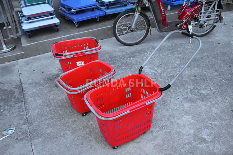 RD-HB-09 Supermarket Shopping Cart Used PP Material Shopping Baskets with Wheels