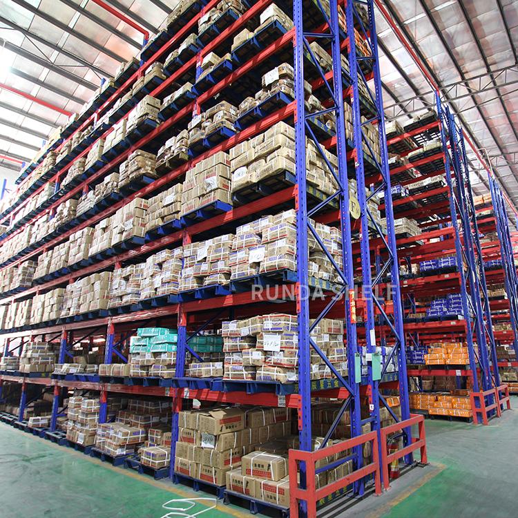 Heavy-Duty Boltless Galvanized Steel Pallet Rack Multi-Level Narrow Gravity Storage Shelves Efficient Warehouse Management GS