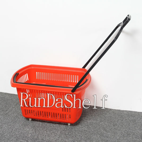 RD-HB-09 Supermarket Shopping Cart Used PP Material Shopping Baskets with Wheels