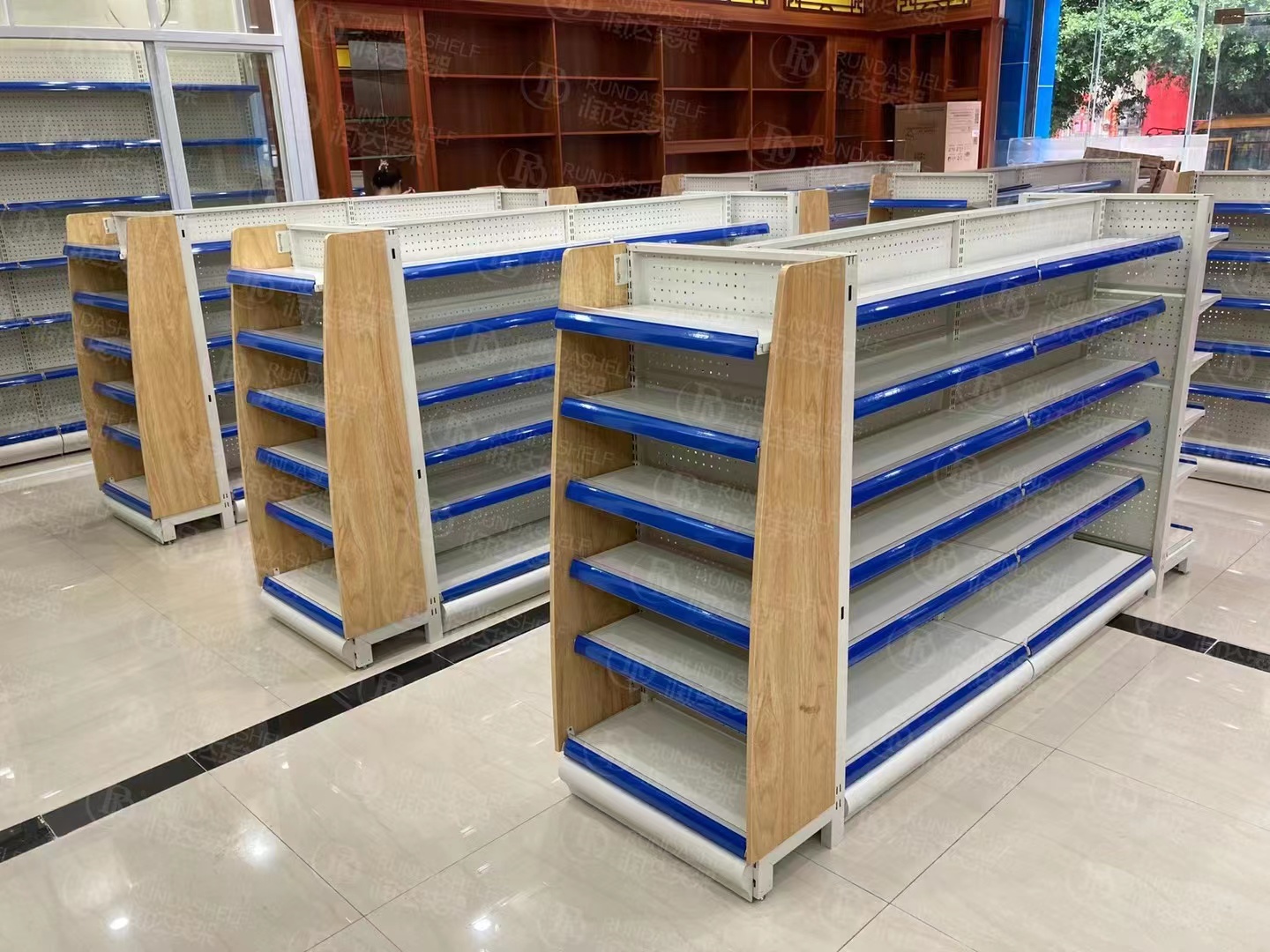 Heavy Duty Double-Sided Pharmacy Display Stand Pharmaceutical Square Cabinet Shelf for Drug Storage and Display
