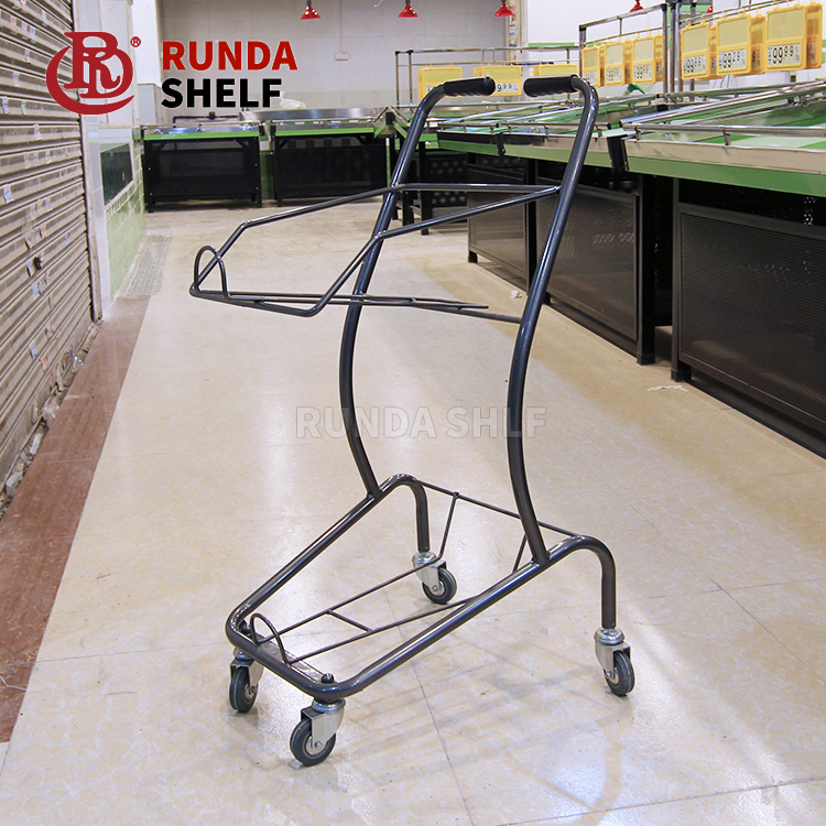 unFolding Wire Supermarket Trolley with Wheels Used As Shopping Cart or Magazine Rack