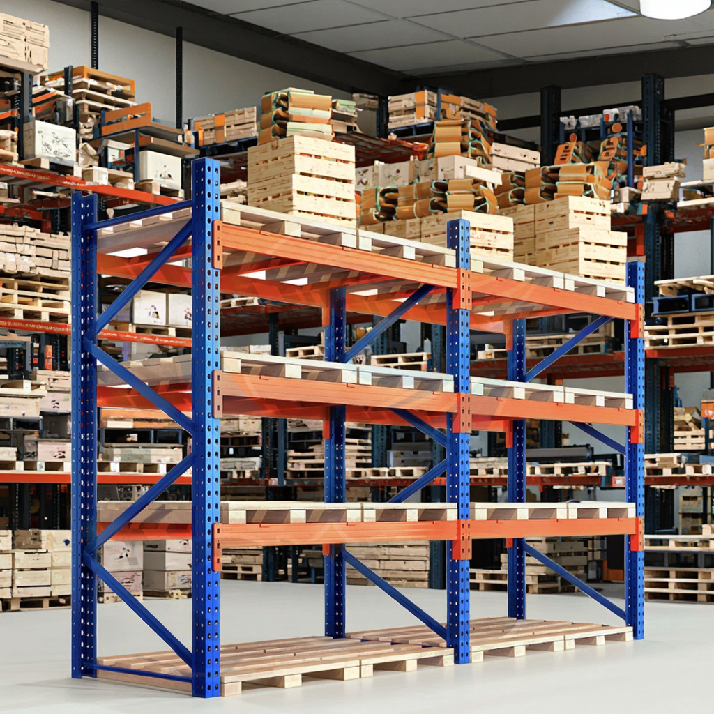 Adjustable Boltless Steel Shelving Rack 4-Layer Medium Duty Long Span Warehouse Racking System Corrosion Stacking Racks Shelves