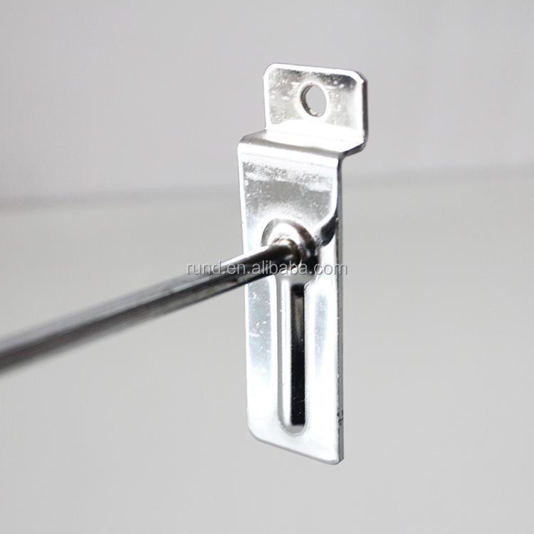Foshan Runda Shelf Supermarket Metal Looped Lock Pegboard Electroplate Hook Panel Double Hook