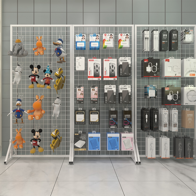 Supermarket Metal Slatwall Panels Display Rack