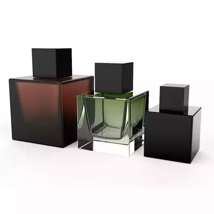 Luxury Clear Empty Square Atomizer Glass Perfume Bottle with Black Lid