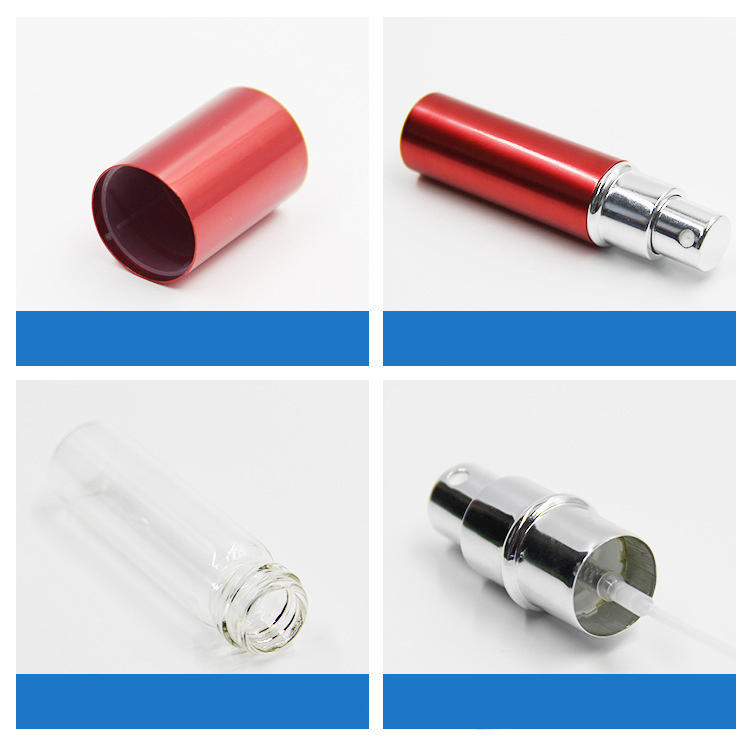 Empty Portable Perfume Cosmetic Glass Misting Spray Bottle Aluminium Perfume Atomizers