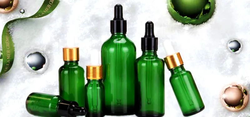 Green Glass Dropper Bottle