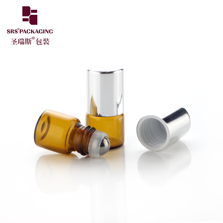 Cosmetic Essential Oil 1ml Cute Simple Glass Roll On Amber Vial