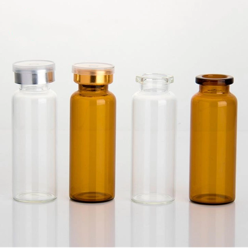 Tubular Bottles 20ml Glass Tube Vial Clear Amber Color with Stopper for Cosmetic Liquid