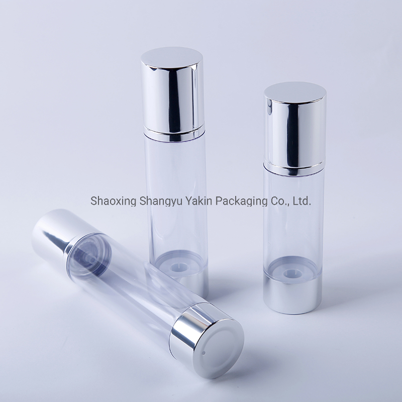 Luxury Silver 15ml 30ml 50ml 80ml 100ml 120ml Aluminum Cosmetic Skincare Packaging Lotion Pump Airless Bottle
