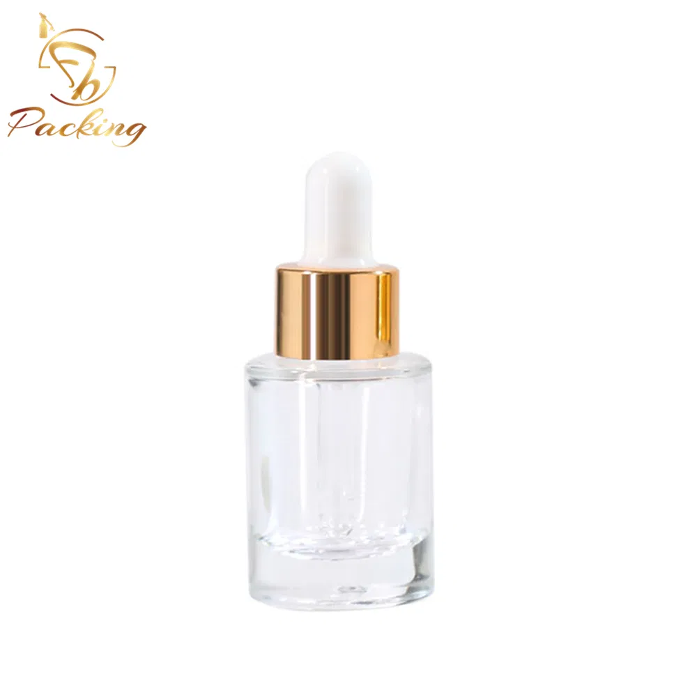 20ml 30ml Flat Shoulder Clear Glass Dropper Bottles for Serum Oil