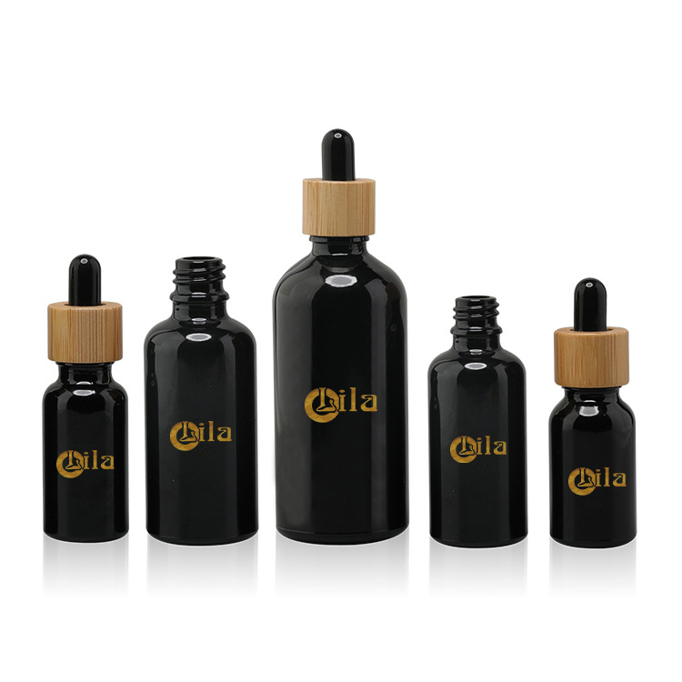 Luxury Black/Green/Costum Color Coating 5ml 10ml 15ml 20ml 30ml 50ml Essential Oil Serum Glass Dropper Bottle of Cosmetic Set