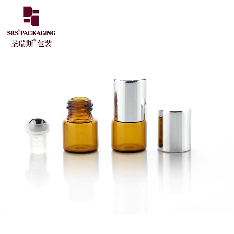 Cosmetic Essential Oil 1ml Cute Simple Glass Roll On Amber Vial