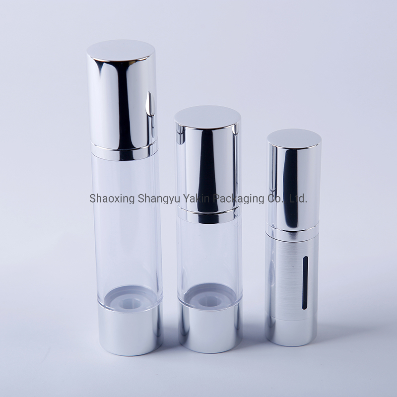 Luxury Silver 15ml 30ml 50ml 80ml 100ml 120ml Aluminum Cosmetic Skincare Packaging Lotion Pump Airless Bottle