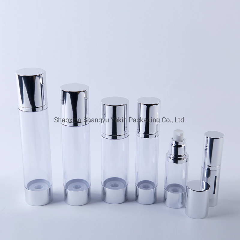 Luxury Silver 15ml 30ml 50ml 80ml 100ml 120ml Aluminum Cosmetic Skincare Packaging Lotion Pump Airless Bottle