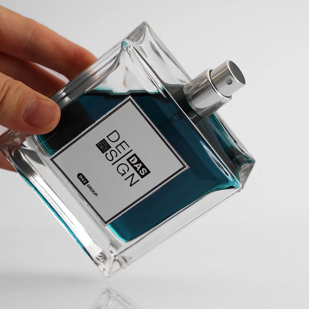 50ml/100ml Customized Luxury Cosmetic Frosted Blue Spray Empty Glass Perfume Bottle for Perfume Packaging