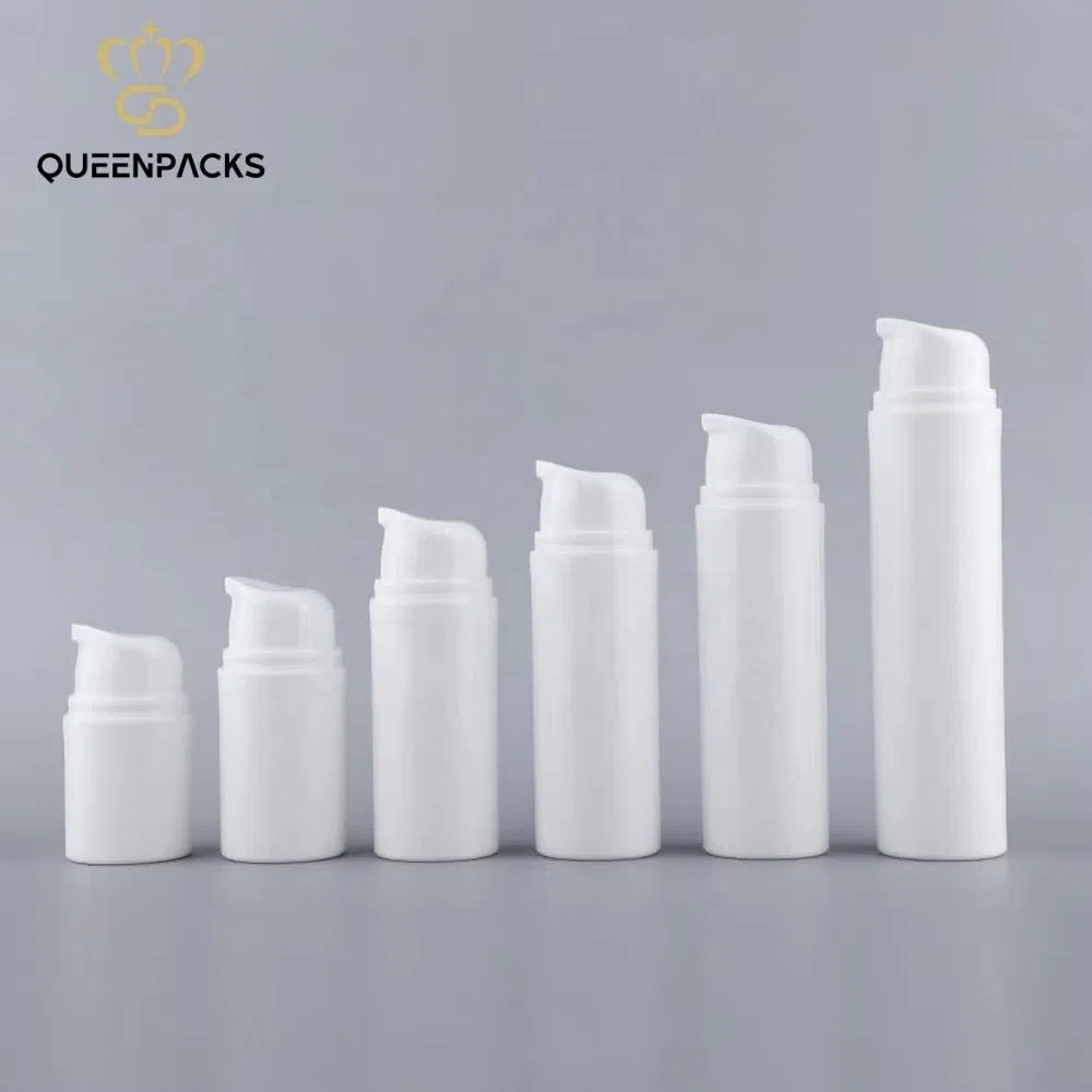 White PP Cosmetic Plastic Bottle Airless Cylindrical Pump Bottle for Lotion
