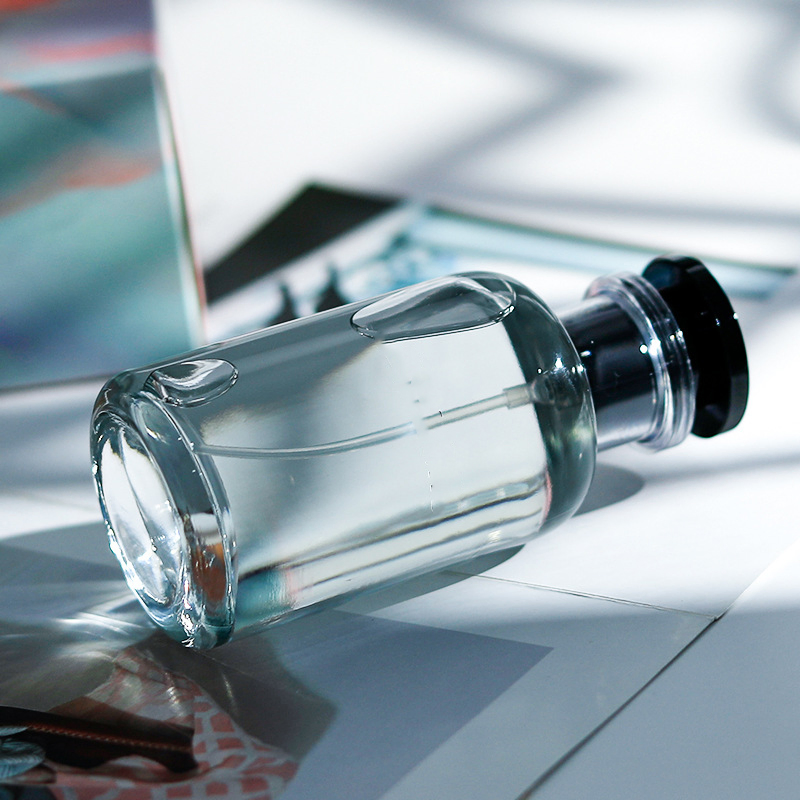 Wholesale Modern Gradient Black 30ml 50ml 100ml Luxury Round Spray Cylinder Custom Glass Perfume Bottle with Lid Box