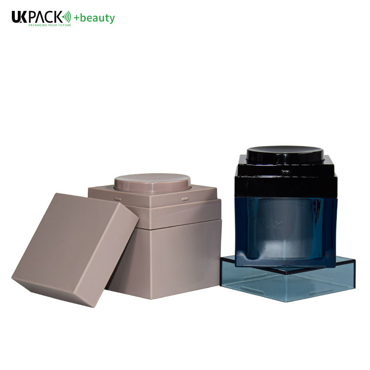 New Arrival 50g Acrylic Airless Pump Cream Jar Vacuum Square Container Plastic 1.76oz Skin Care Lotion Cosmetic Packaging PMMA