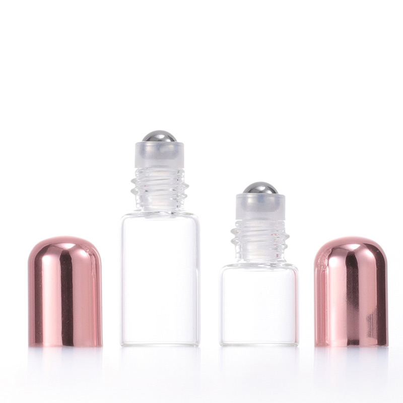Free Sample Travel Cosmetic Packaging 1ml 2ml 3ml 5ml Rose Gold Glass Roll on Perfume Essential Oil Bottle