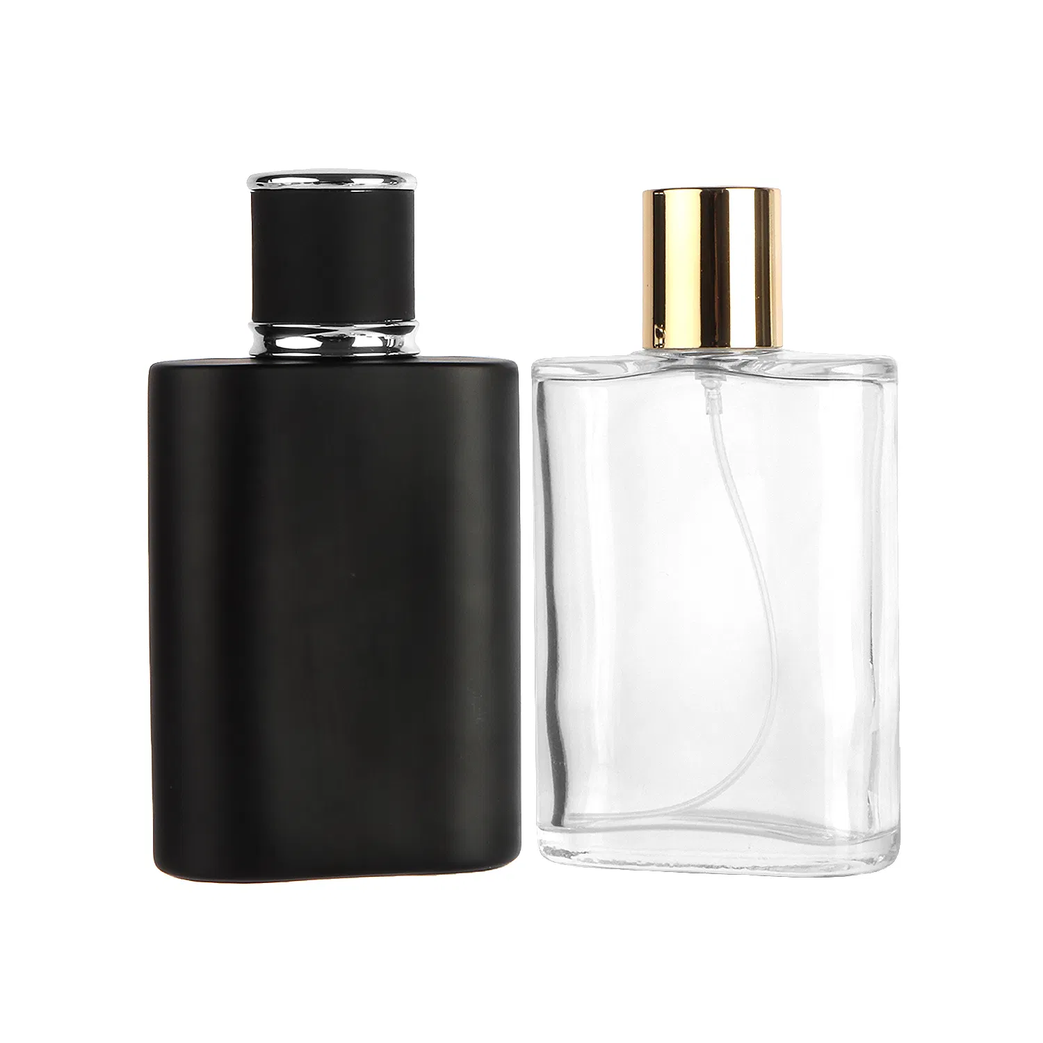 50ml 100ml Luxury Factory Wholesale Empty Black Rectangle Glass Perfume Bottle with Cap