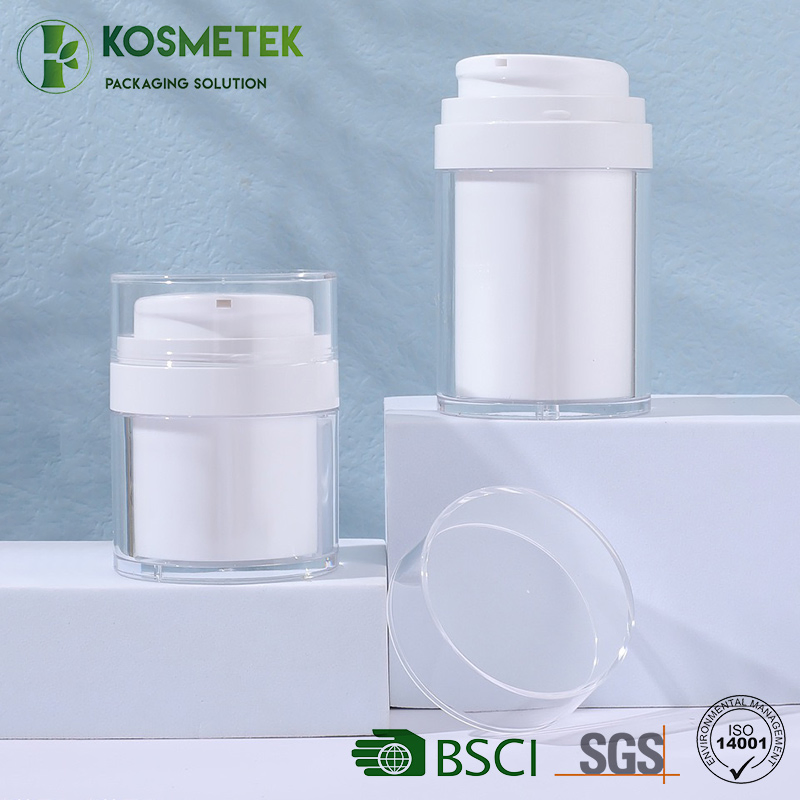Spill Proof Reusable PP Plastic 50ml 100ml Airless Cream Pump Jars