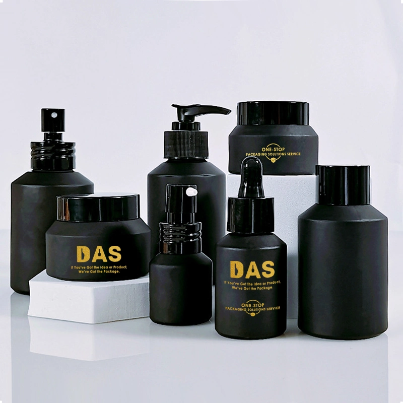 Cosmetic Packaging 15ml 30ml 60ml 100ml 120ml Amber Matt Black Serum Dropper Cream Lotion Glass Bottle and Jars