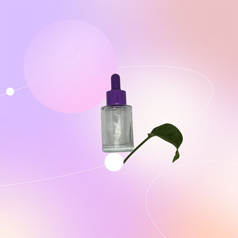 Glamorous Cosmetics 30ml Shiny Glass Essential Oil Dropper Vial with Vibrant Tips