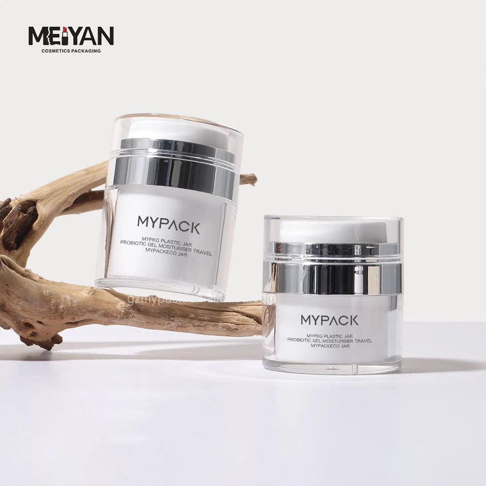 Mypack Luxury Round Empty Double Wall White Color Acrylic Cosmetic Skincare Moisturizer Airless Pump Cream Jar 15g 30g 50g 50ml