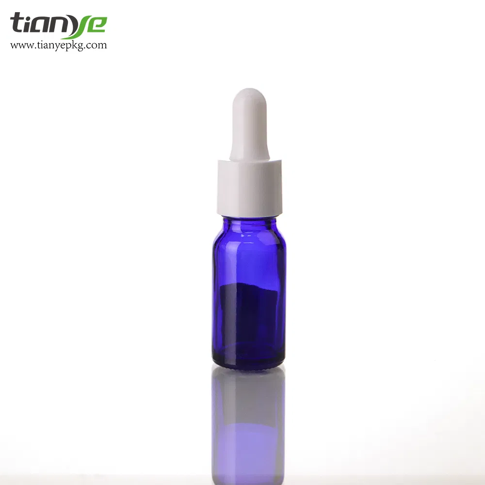 Exquisite 10ml Glass Cosmetic Storage Packaging Cylinder Sapphire Blue Dropper Vial