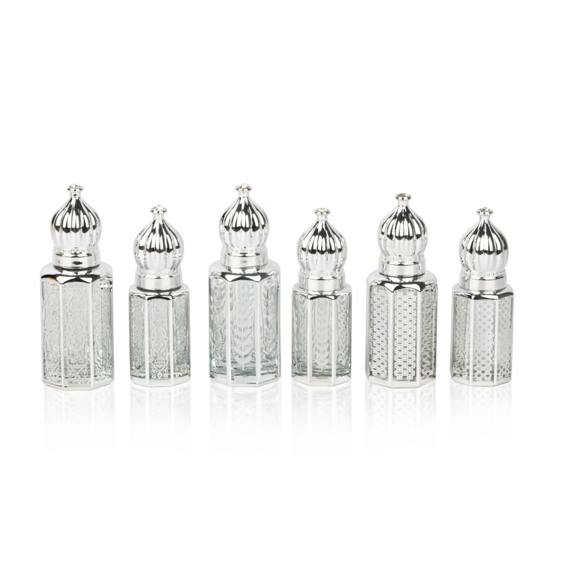 3ml 6ml 12ml Octagon Roll on Attar Glass Essential Oil Bottle for Perfume Oud Oil