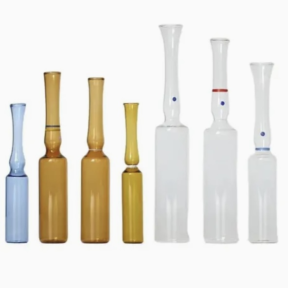 30ml Clear Amber Glass Skincare Oil Bottles Type D Ampoule with Easy Open End Screen Printing for Cosmetic Packaging