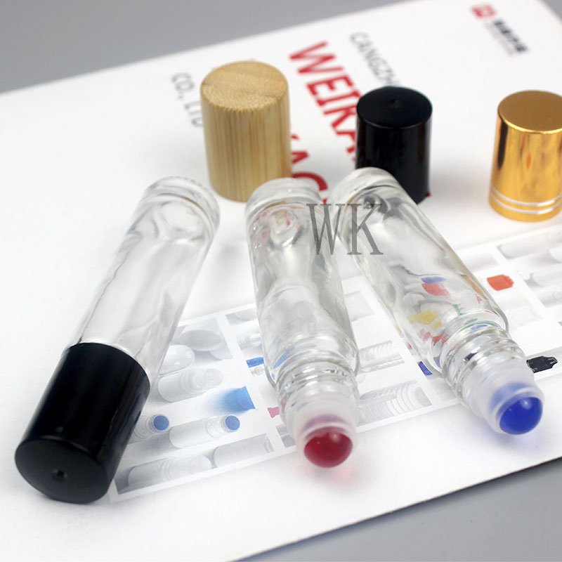 10ml Transparent Round Glass Perfume Roller Bottles Essential Oil Roll on Bottle