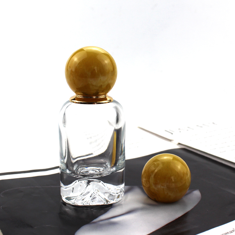 Empty High-End 50ml Transparent Spray Perfume Glass Bottle with Ball Shape Lid