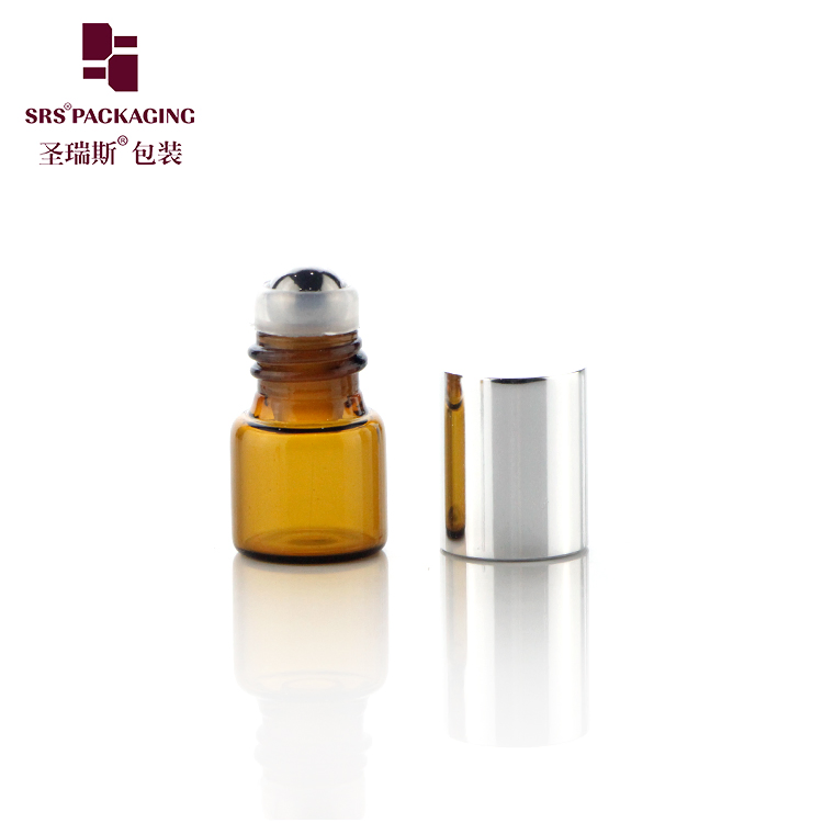 Cosmetic Essential Oil 1ml Cute Simple Glass Roll On Amber Vial
