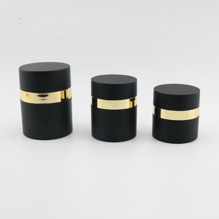 Wholesale Empty 30ml 50ml Balck Cosmetic Skincare Airless Pump Face Cream Jar