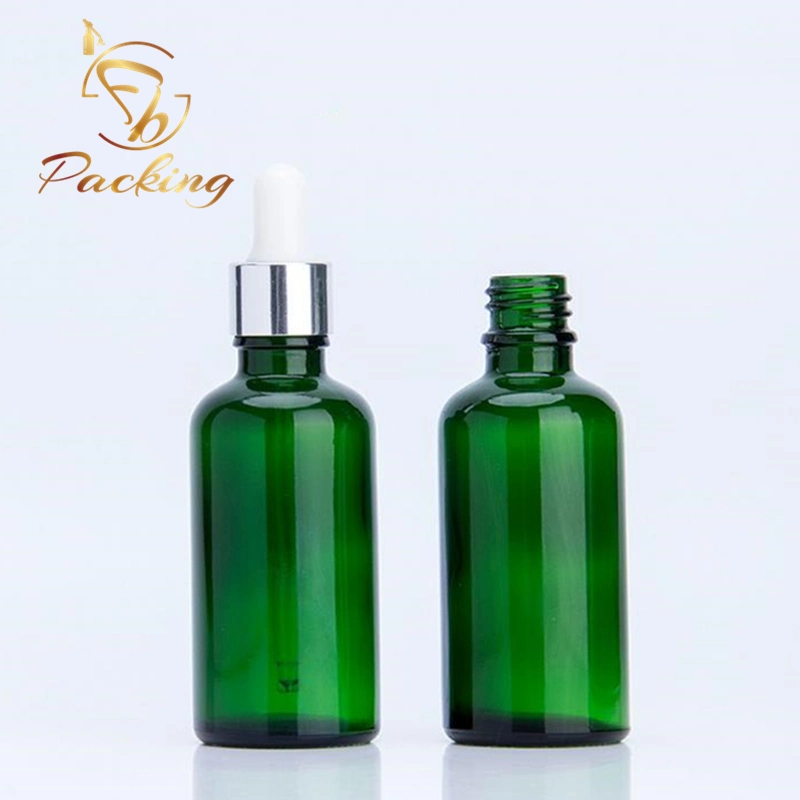 Green Glass Cosmetic Packaging Serum Oil Essential Oil Glass Dropper Bottle 30ml