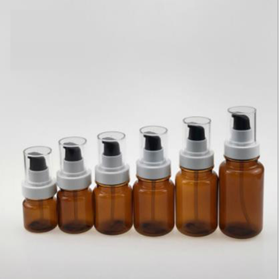 30ml-160ml Amber Cosmetic Packaging PETG Bottle with Lotion Pump