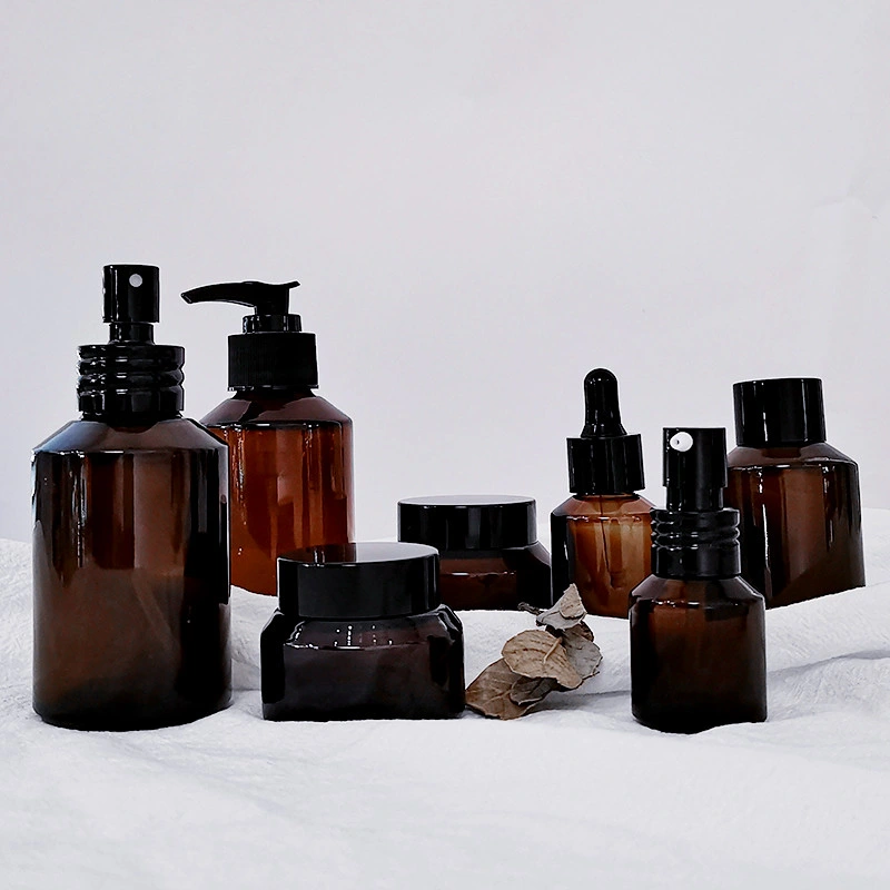 Cosmetic Packaging 15ml 30ml 60ml 100ml 120ml Amber Matt Black Serum Dropper Cream Lotion Glass Bottle and Jars