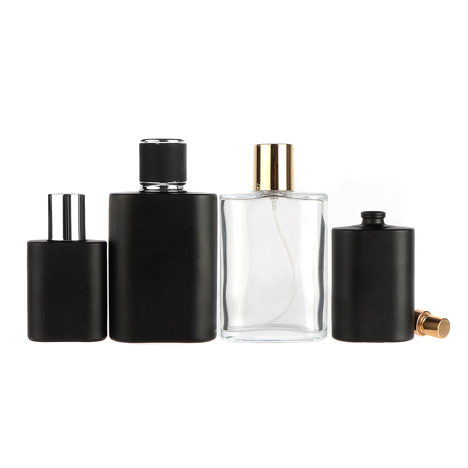 50ml 100ml Luxury Factory Wholesale Empty Black Rectangle Glass Perfume Bottle with Cap