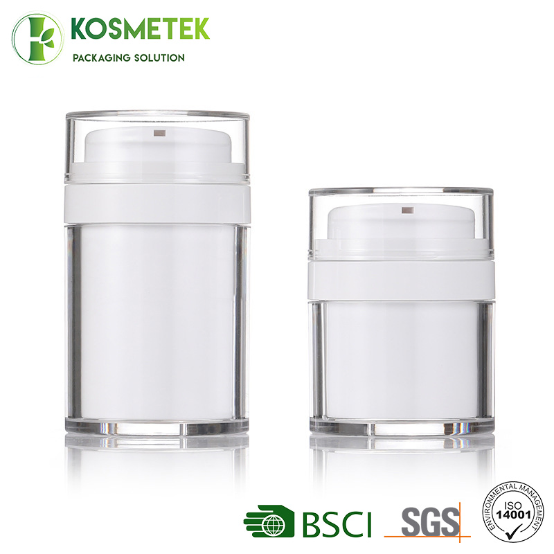 Spill Proof Reusable PP Plastic 50ml 100ml Airless Cream Pump Jars