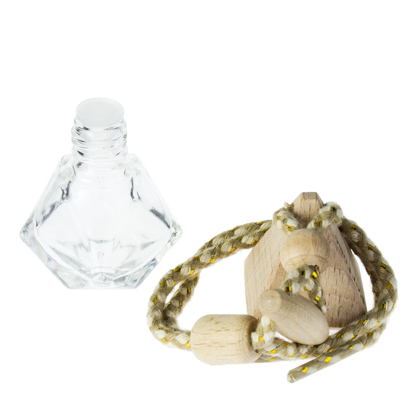 Square Glass Container Car Diffuser Hanging Glass Perfume Bottle for Cosmetic Packaging