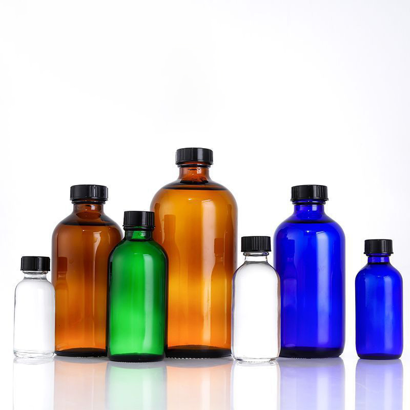 15ml 30ml 60ml 120ml 230ml 500ml 1000ml Pump Spray Bottle Clear Green Blue Boston Round Essential Oil Bottle Amber Serum Dropper Bottle